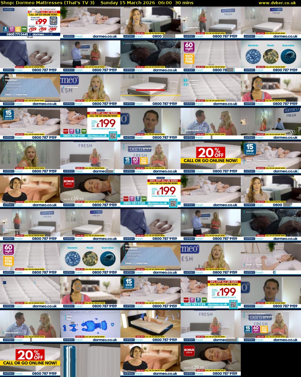 Shop: Dormeo Mattresses (That's TV 3) Sunday 15 March 2026 06:00 - 06:30
