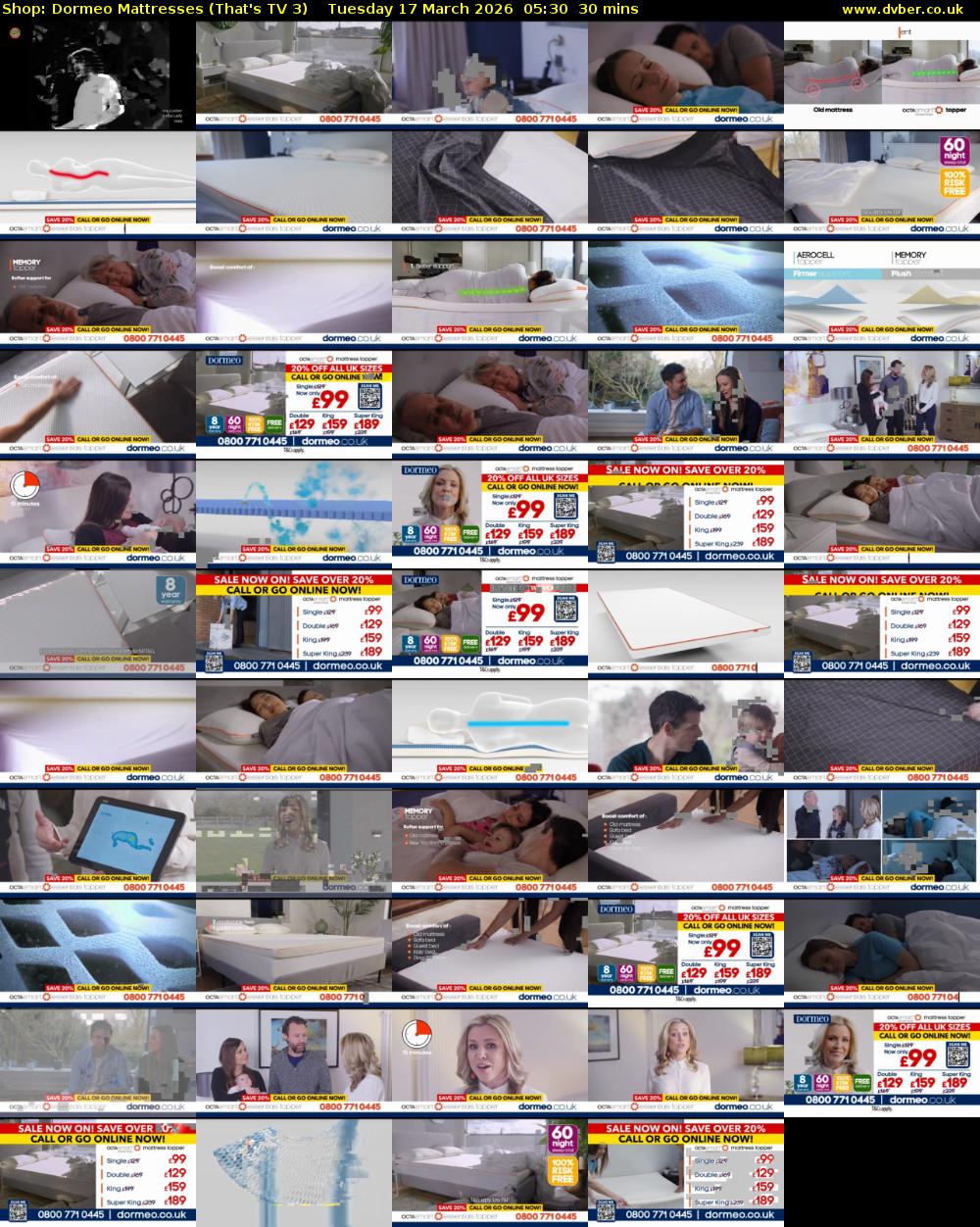 Shop: Dormeo Mattresses (That's TV 3) Tuesday 17 March 2026 05:30 - 06:00