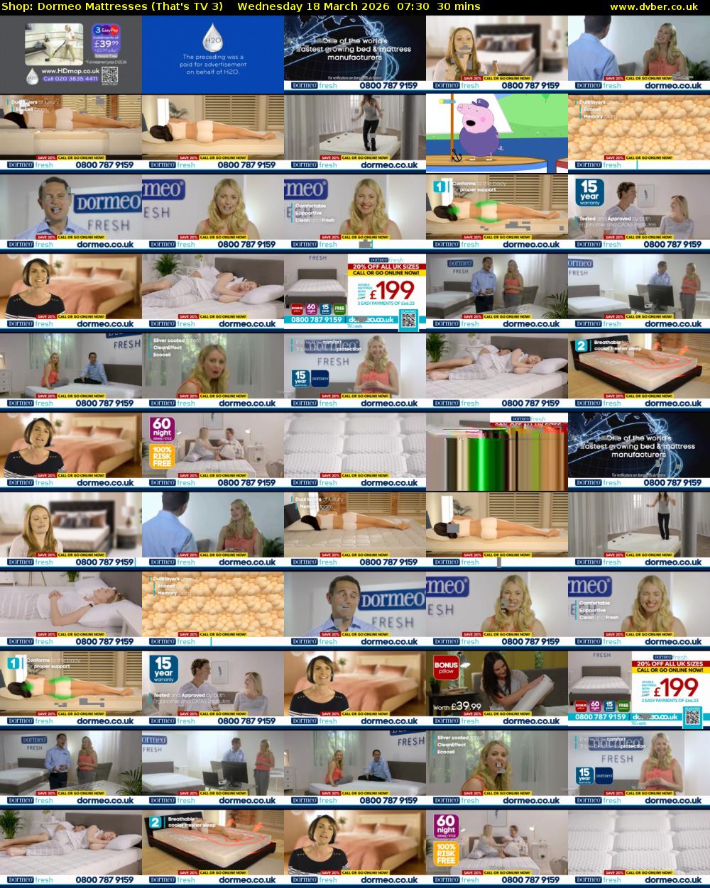 Shop: Dormeo Mattresses (That's TV 3) Wednesday 18 March 2026 07:30 - 08:00
