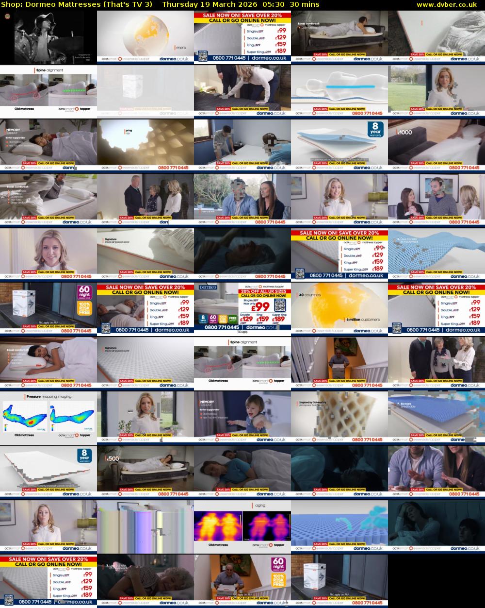 Shop: Dormeo Mattresses (That's TV 3) Thursday 19 March 2026 05:30 - 06:00