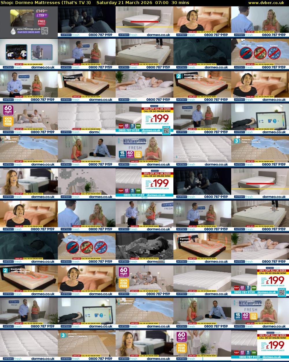 Shop: Dormeo Mattresses (That's TV 3) Saturday 21 March 2026 07:00 - 07:30