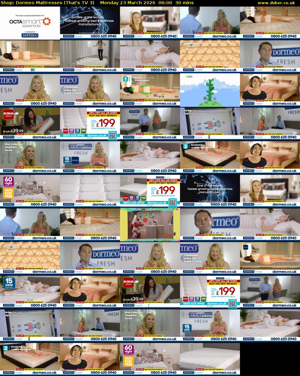 Shop: Dormeo Mattresses (That's TV 3) Monday 23 March 2026 06:00 - 06:30