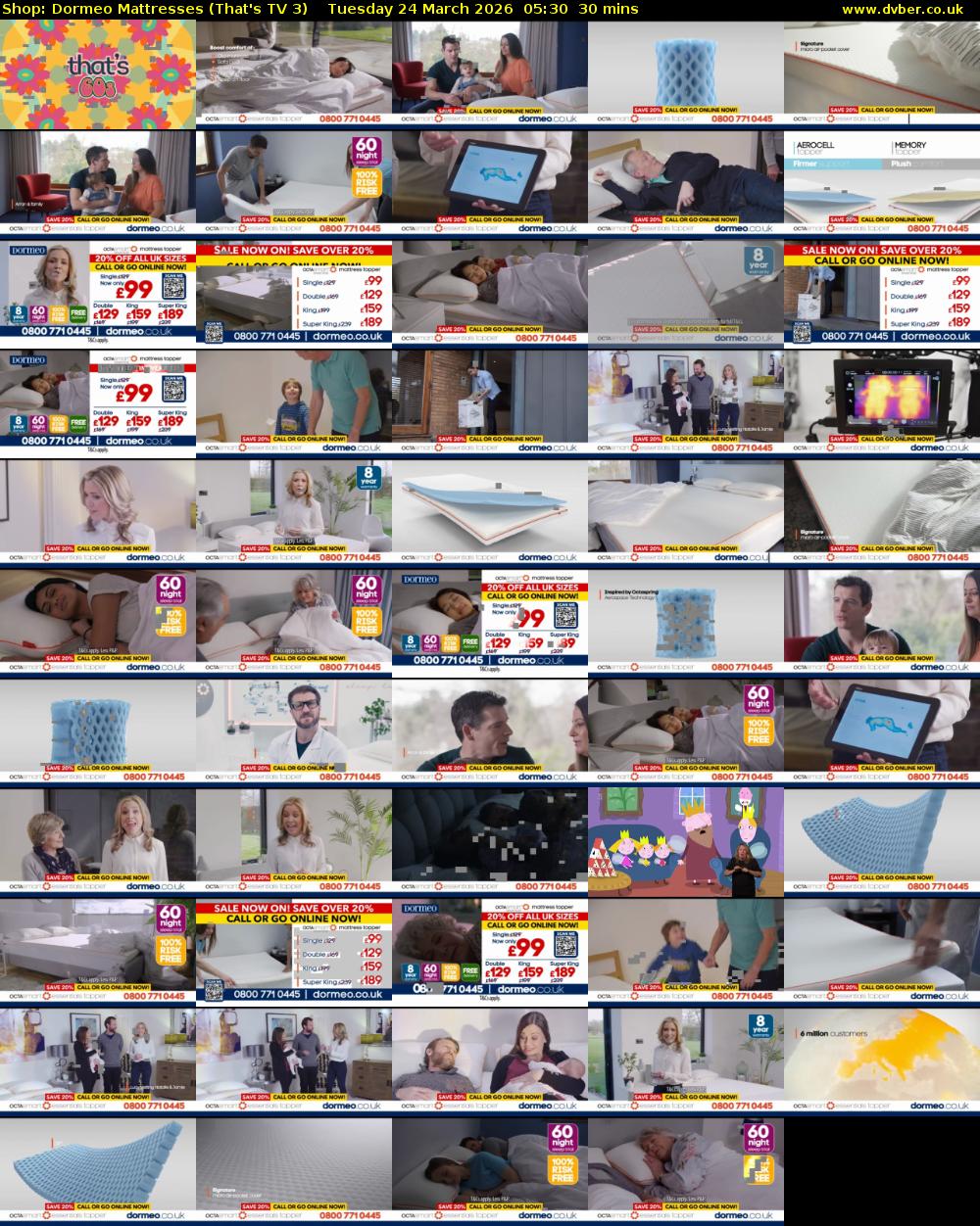 Shop: Dormeo Mattresses (That's TV 3) Tuesday 24 March 2026 05:30 - 06:00