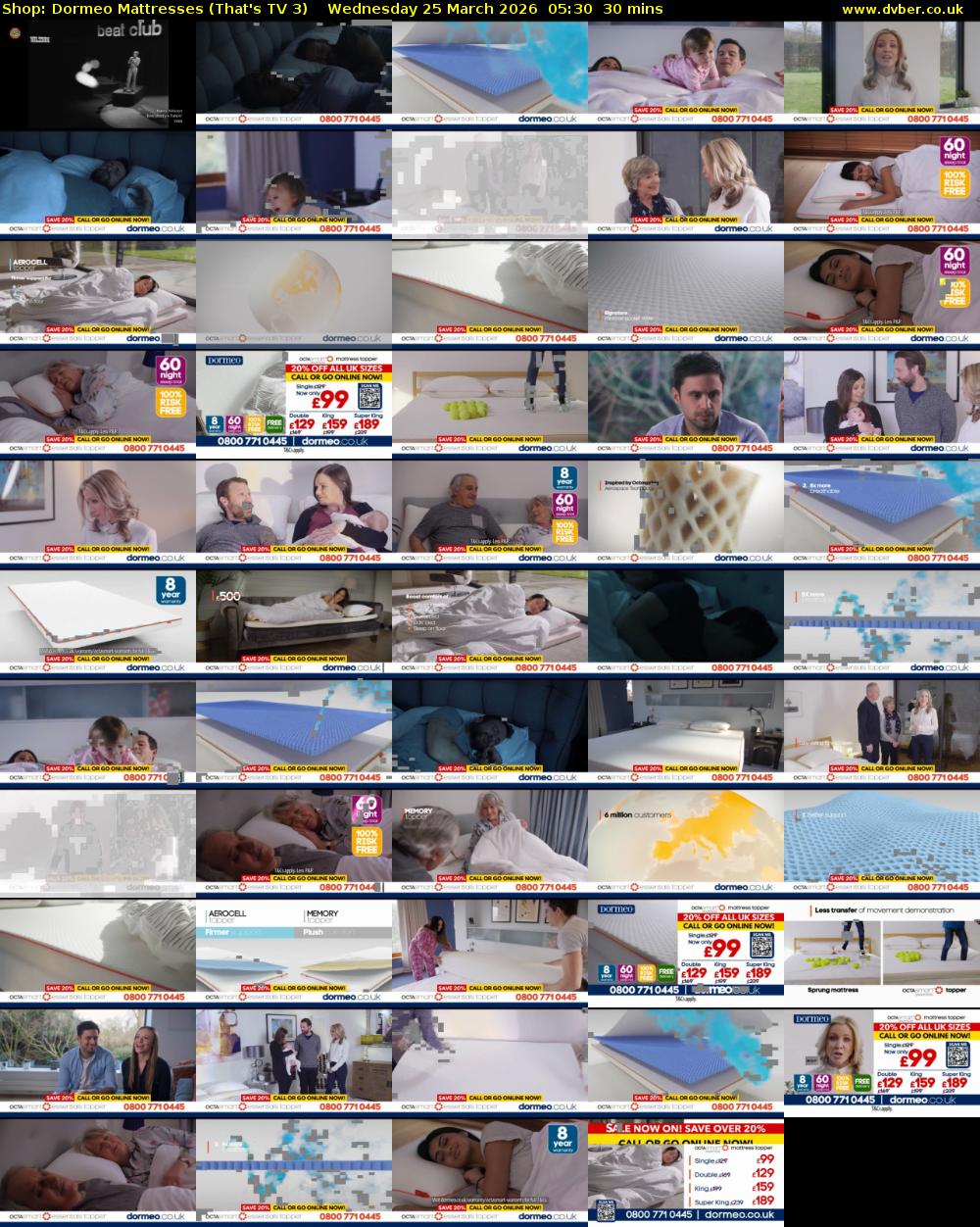 Shop: Dormeo Mattresses (That's TV 3) Wednesday 25 March 2026 05:30 - 06:00