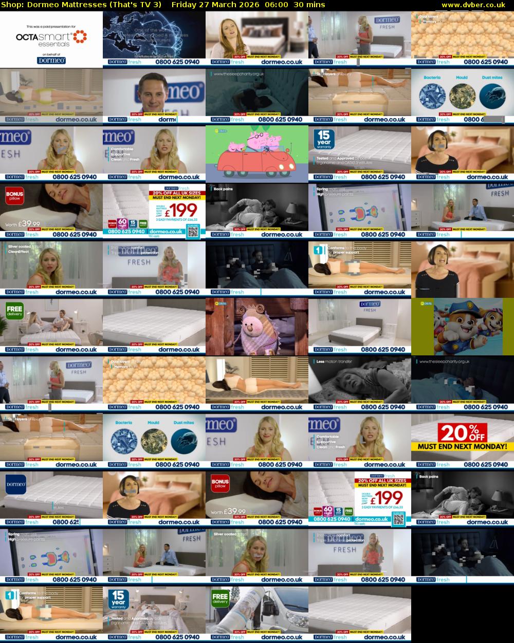 Shop: Dormeo Mattresses (That's TV 3) Friday 27 March 2026 06:00 - 06:30