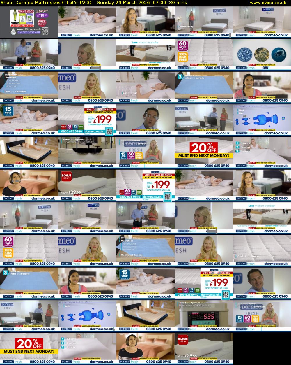 Shop: Dormeo Mattresses (That's TV 3) Sunday 29 March 2026 07:00 - 07:30