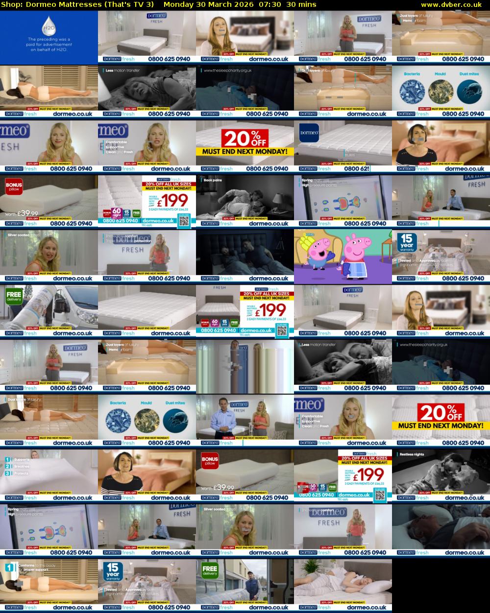 Shop: Dormeo Mattresses (That's TV 3) Monday 30 March 2026 07:30 - 08:00