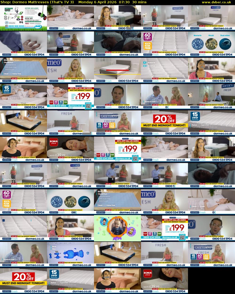 Shop: Dormeo Mattresses (That's TV 3) Monday 6 April 2026 07:30 - 08:00