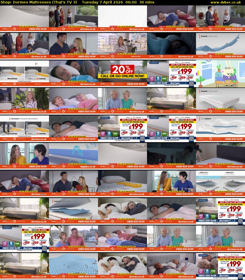Shop: Dormeo Mattresses (That's TV 3) Tuesday 7 April 2026 06:00 - 06:30