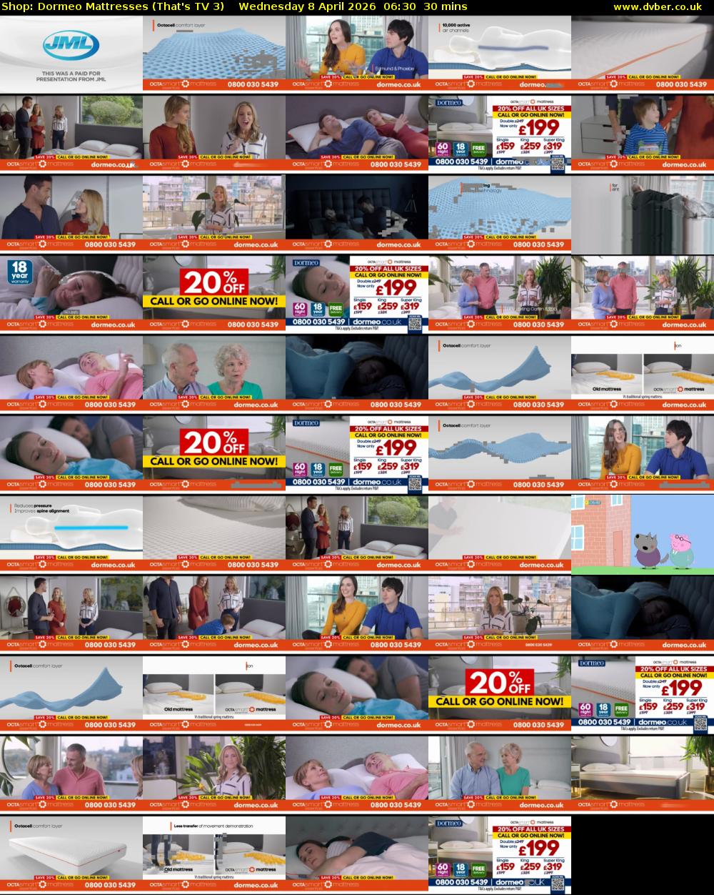 Shop: Dormeo Mattresses (That's TV 3) Wednesday 8 April 2026 06:30 - 07:00
