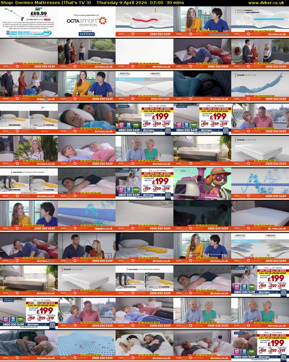 Shop: Dormeo Mattresses (That's TV 3) Thursday 9 April 2026 07:00 - 07:30