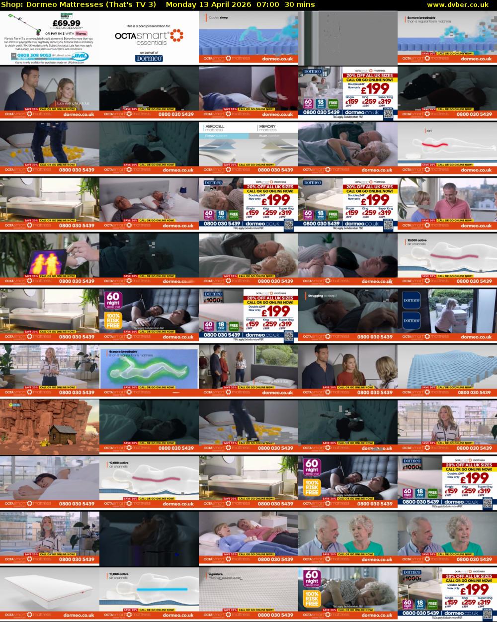 Shop: Dormeo Mattresses (That's TV 3) Monday 13 April 2026 07:00 - 07:30