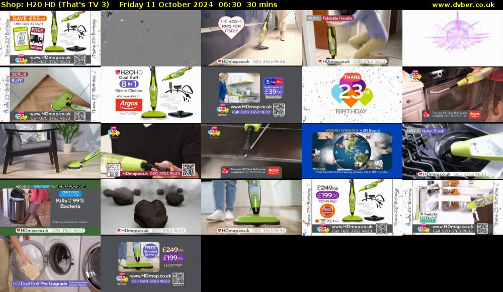 Shop: H20 HD (That's TV 3) Friday 11 October 2024 06:30 - 07:00