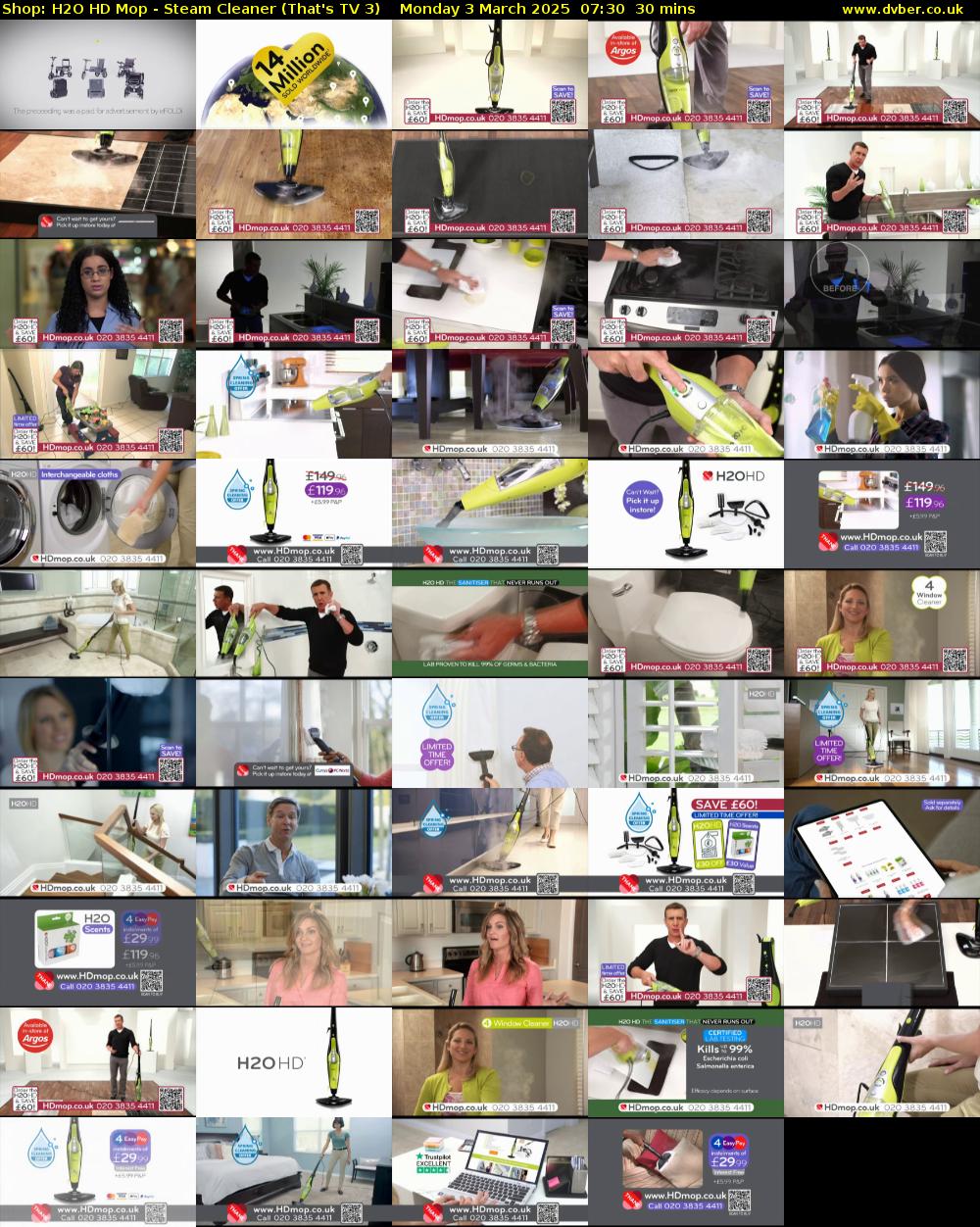 Shop: H2O HD Mop - Steam Cleaner (That's TV 3) Monday 3 March 2025 07:30 - 08:00