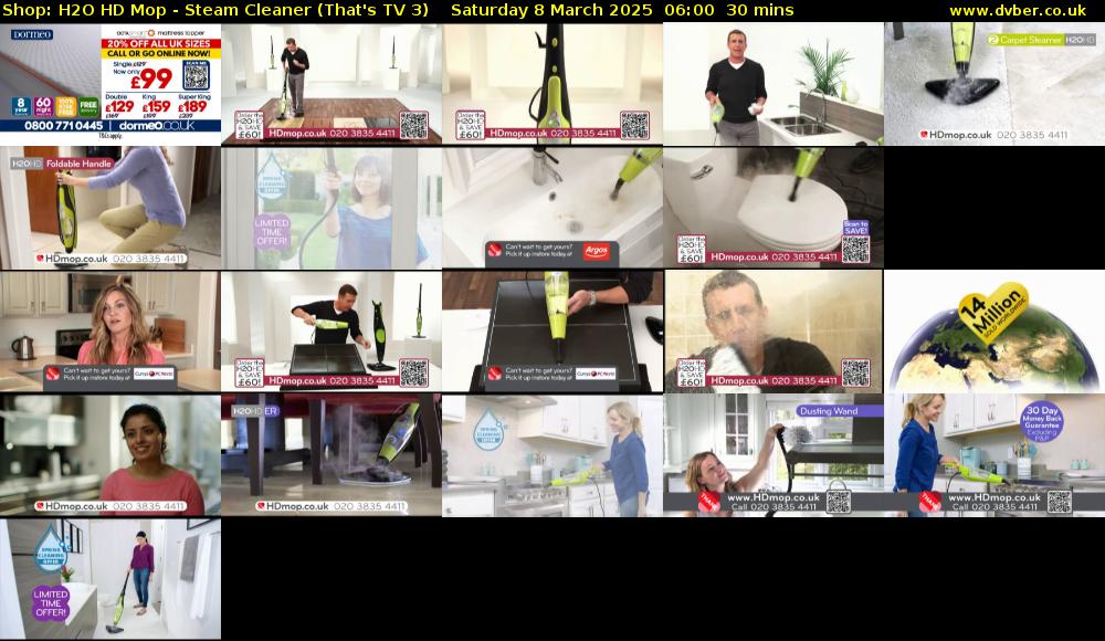 Shop: H2O HD Mop - Steam Cleaner (That's TV 3) Saturday 8 March 2025 06:00 - 06:30