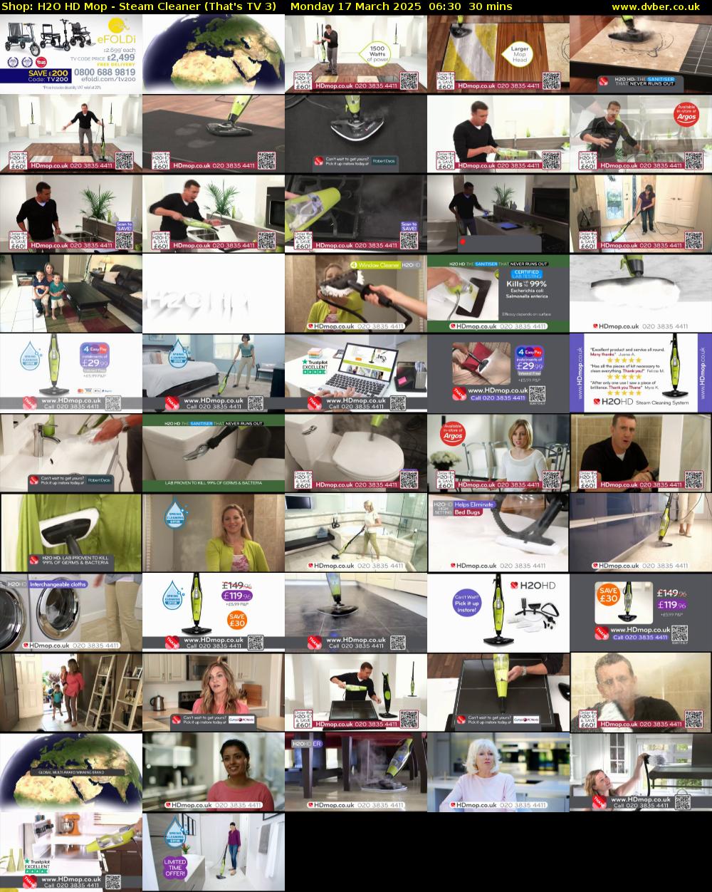 Shop: H2O HD Mop - Steam Cleaner (That's TV 3) Monday 17 March 2025 06:30 - 07:00