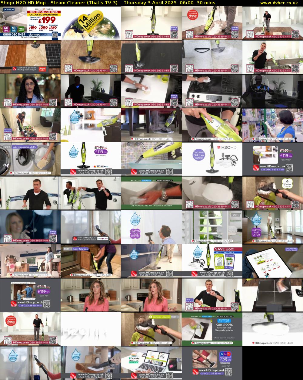 Shop: H2O HD Mop - Steam Cleaner (That's TV 3) Thursday 3 April 2025 06:00 - 06:30