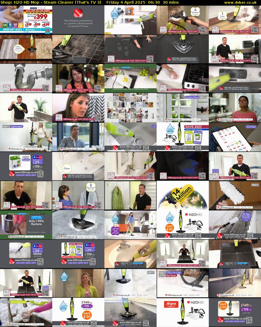 Shop: H2O HD Mop - Steam Cleaner (That's TV 3) Friday 4 April 2025 06:30 - 07:00