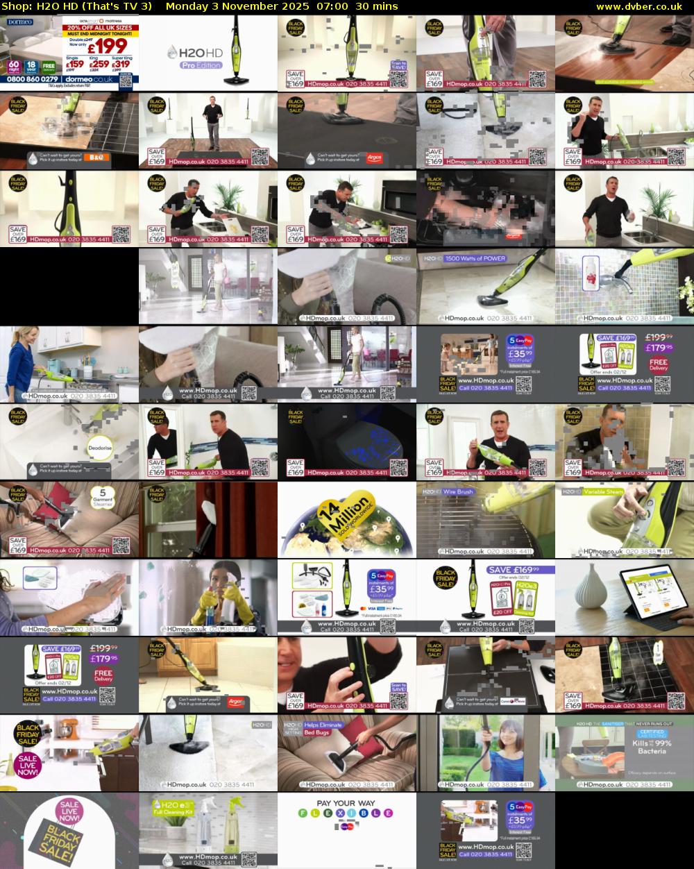 Shop: H2O HD (That's TV 3) Monday 3 November 2025 07:00 - 07:30