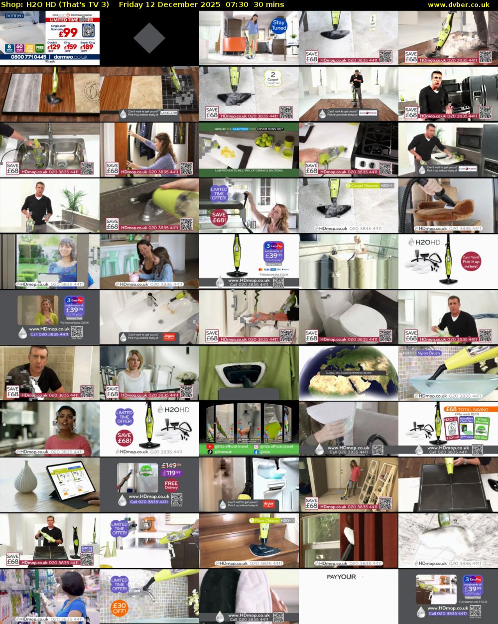 Shop: H2O HD (That's TV 3) Friday 12 December 2025 07:30 - 08:00