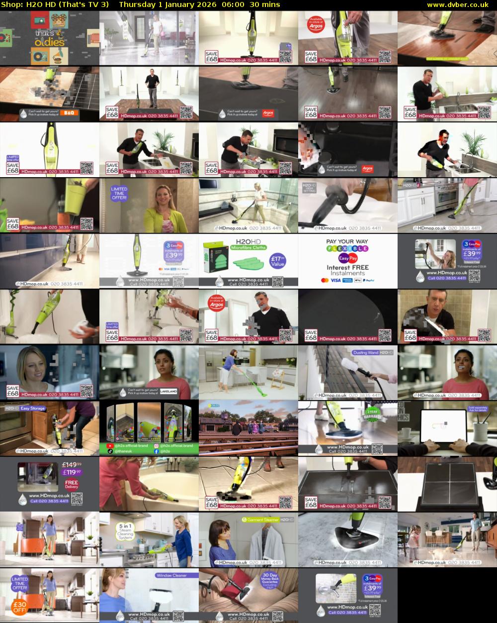 Shop: H2O HD (That's TV 3) Thursday 1 January 2026 06:00 - 06:30