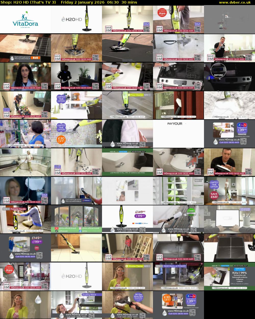 Shop: H2O HD (That's TV 3) Friday 2 January 2026 06:30 - 07:00