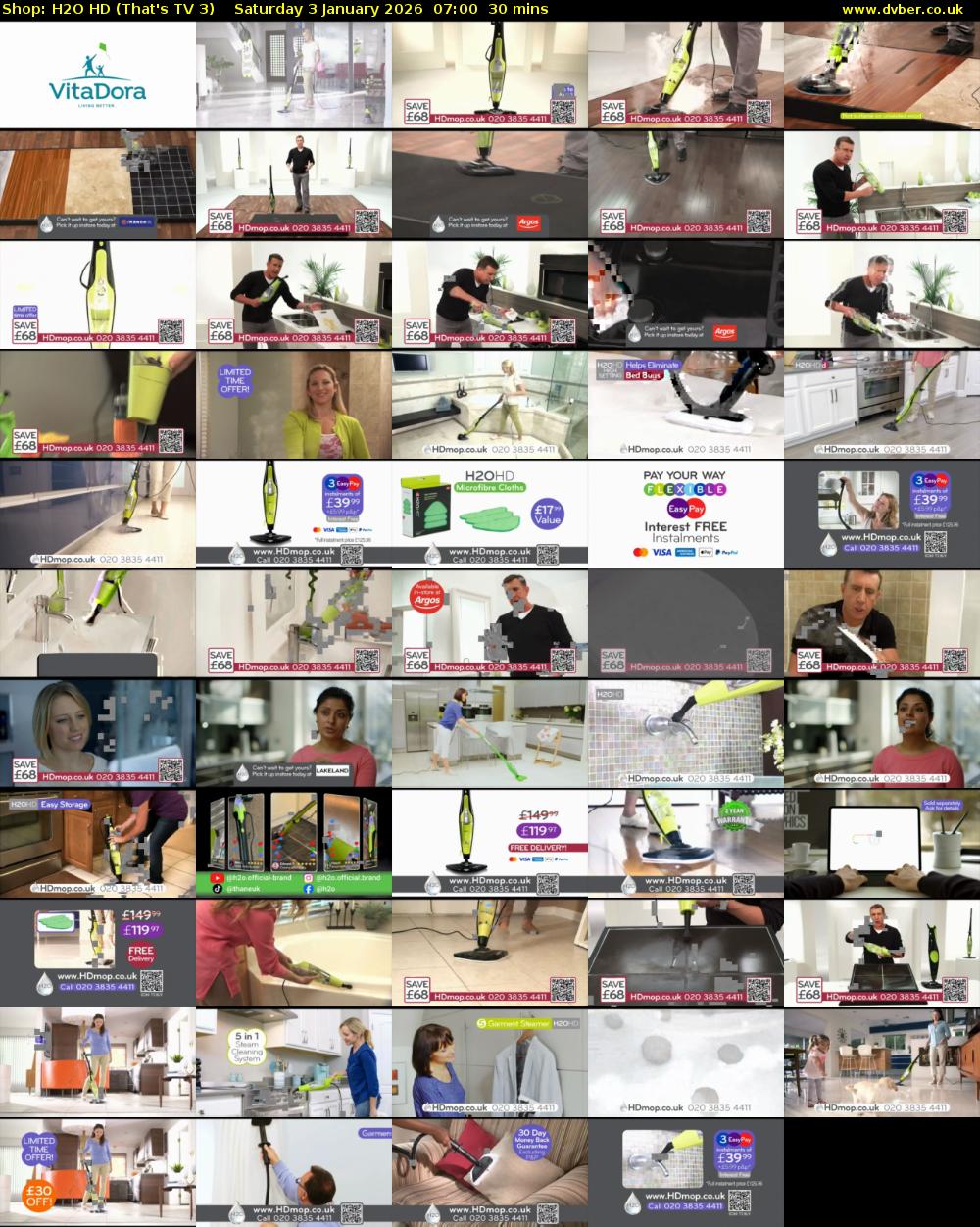 Shop: H2O HD (That's TV 3) Saturday 3 January 2026 07:00 - 07:30