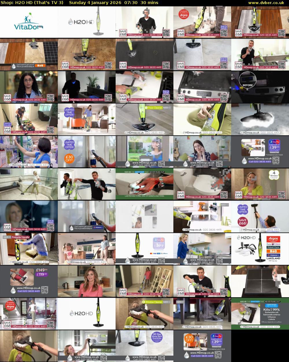 Shop: H2O HD (That's TV 3) Sunday 4 January 2026 07:30 - 08:00