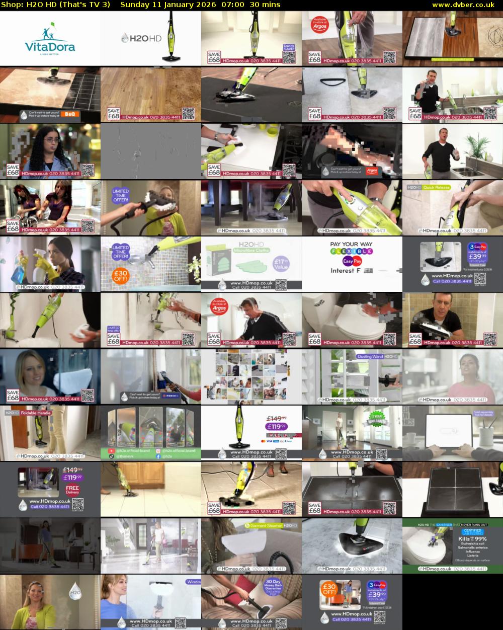 Shop: H2O HD (That's TV 3) Sunday 11 January 2026 07:00 - 07:30