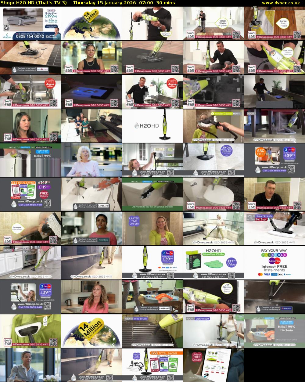 Shop: H2O HD (That's TV 3) Thursday 15 January 2026 07:00 - 07:30