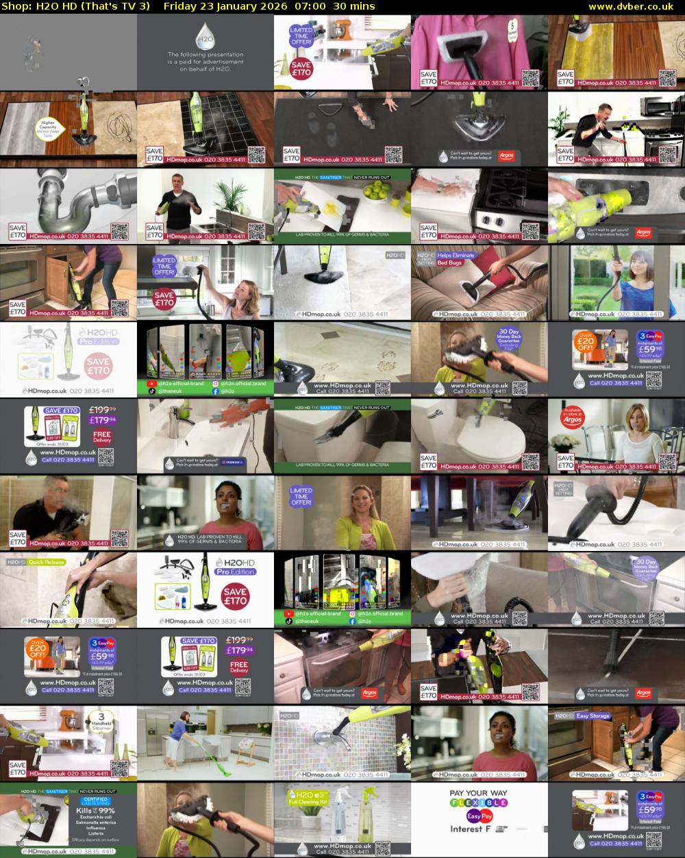 Shop: H2O HD (That's TV 3) Friday 23 January 2026 07:00 - 07:30