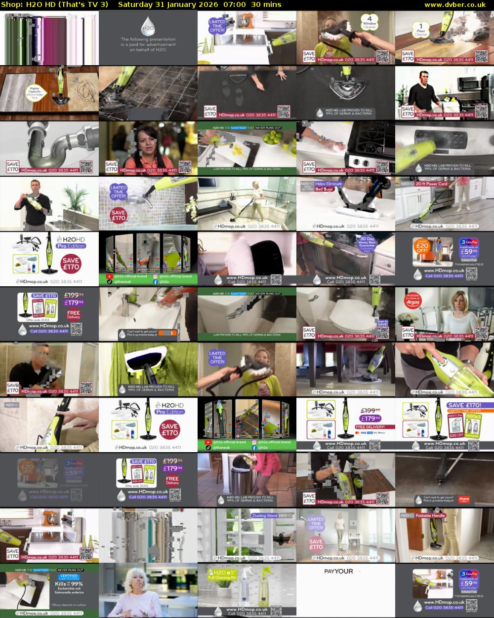 Shop: H2O HD (That's TV 3) Saturday 31 January 2026 07:00 - 07:30