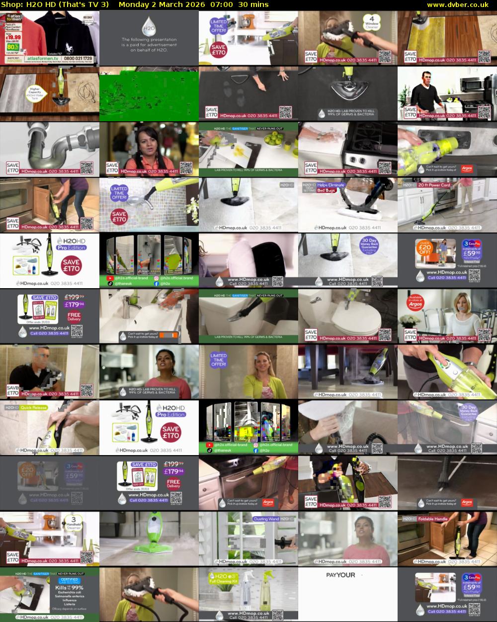 Shop: H2O HD (That's TV 3) Monday 2 March 2026 07:00 - 07:30