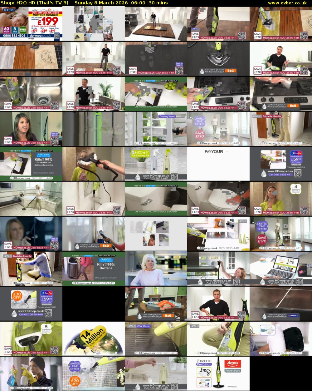 Shop: H2O HD (That's TV 3) Sunday 8 March 2026 06:00 - 06:30