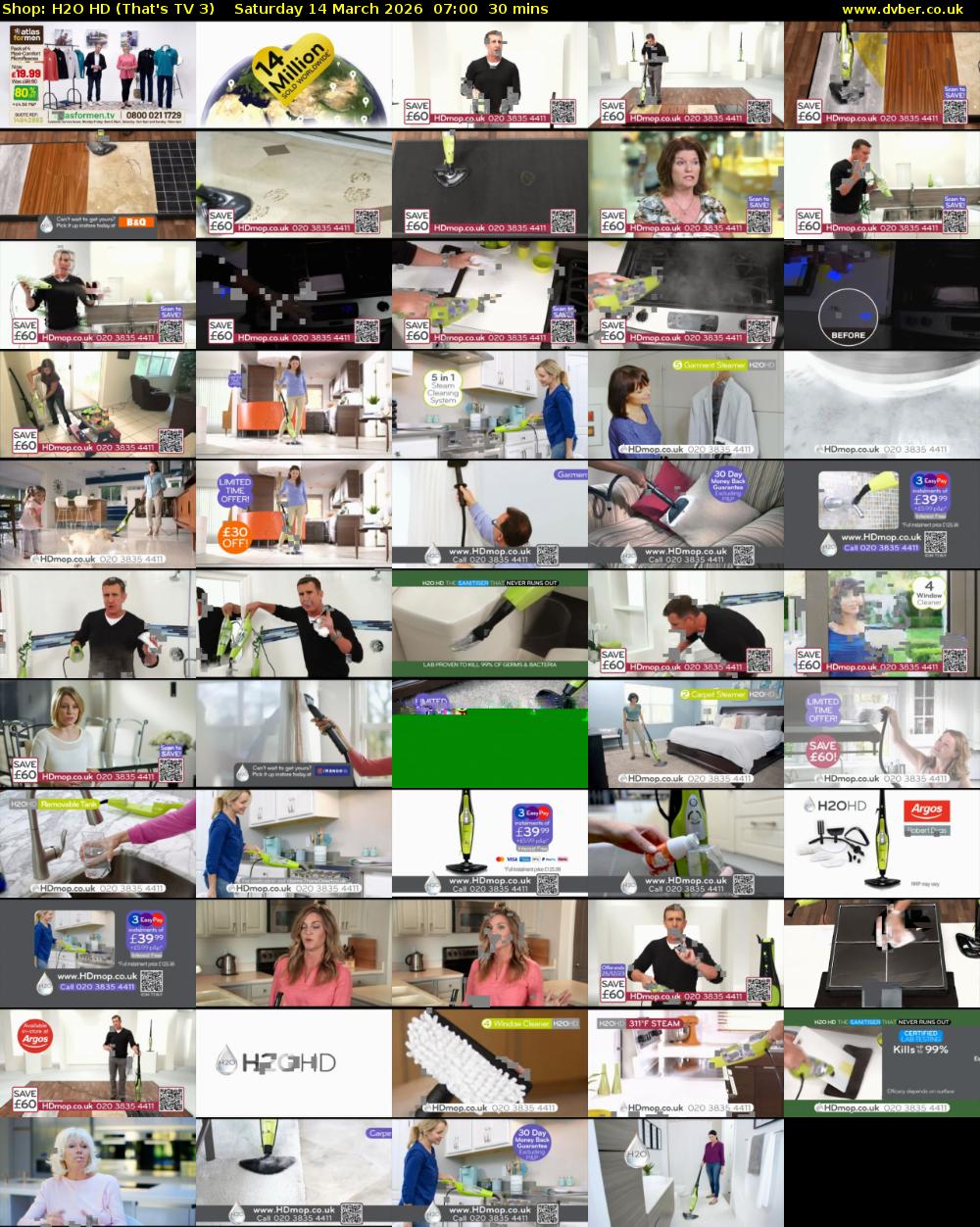 Shop: H2O HD (That's TV 3) Saturday 14 March 2026 07:00 - 07:30