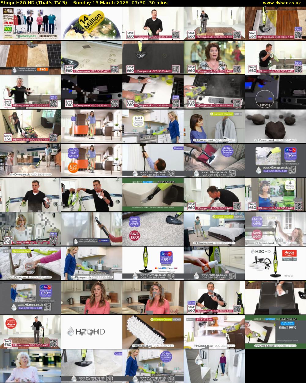 Shop: H2O HD (That's TV 3) Sunday 15 March 2026 07:30 - 08:00