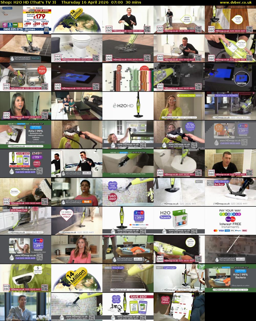 Shop: H2O HD (That's TV 3) Thursday 16 April 2026 07:00 - 07:30