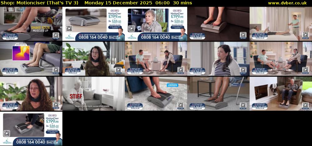 Shop: Motionciser (That's TV 3) Monday 15 December 2025 06:00 - 06:30