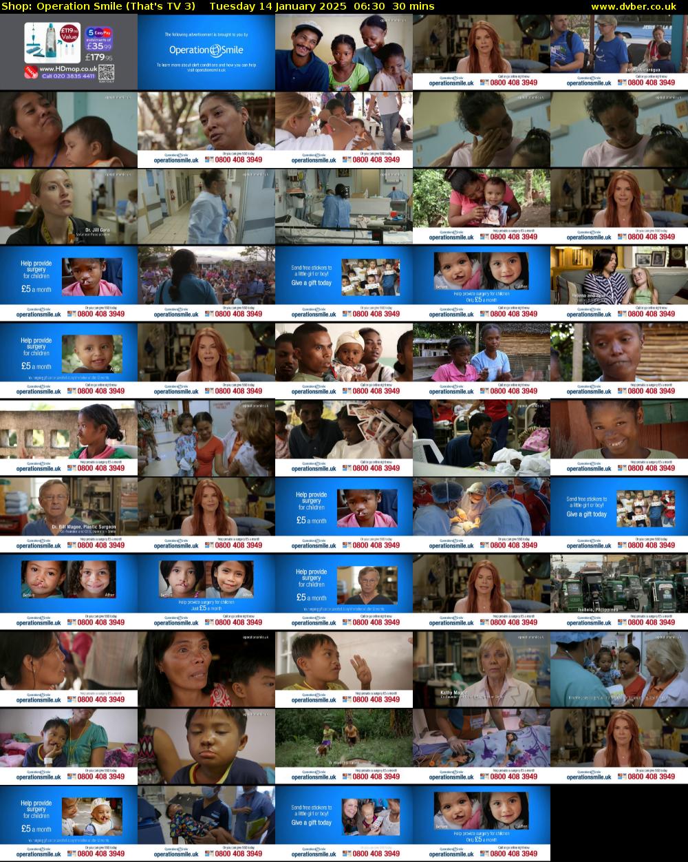 Shop: Operation Smile (That's TV 3) Tuesday 14 January 2025 06:30 - 07:00
