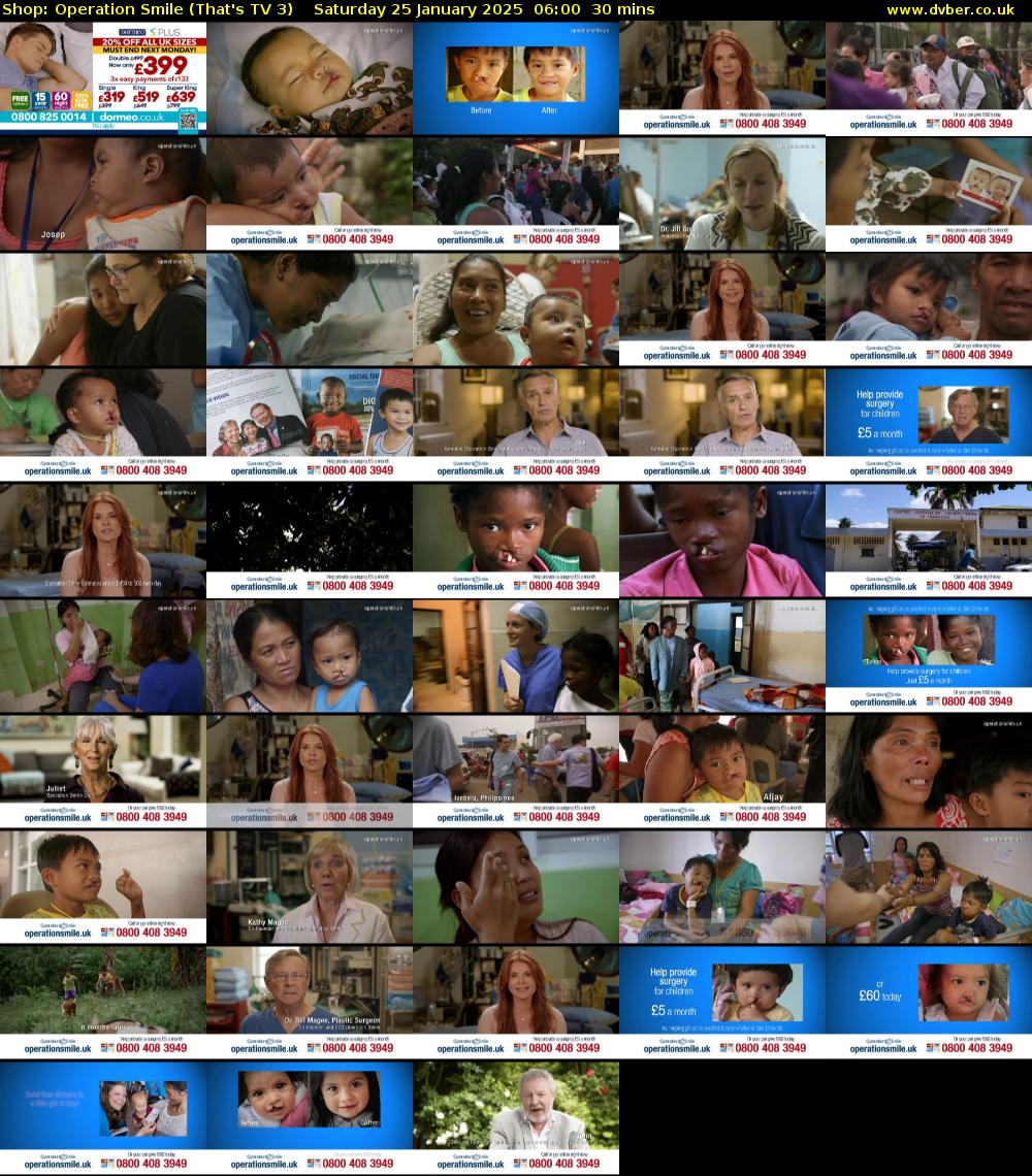Shop: Operation Smile (That's TV 3) Saturday 25 January 2025 06:00 - 06:30