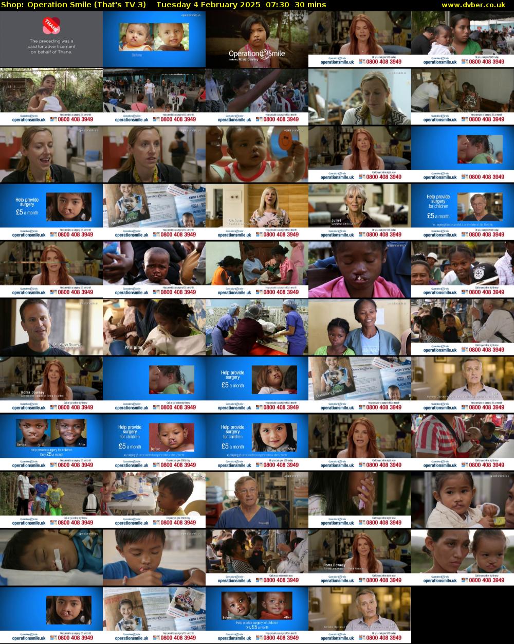 Shop: Operation Smile (That's TV 3) Tuesday 4 February 2025 07:30 - 08:00