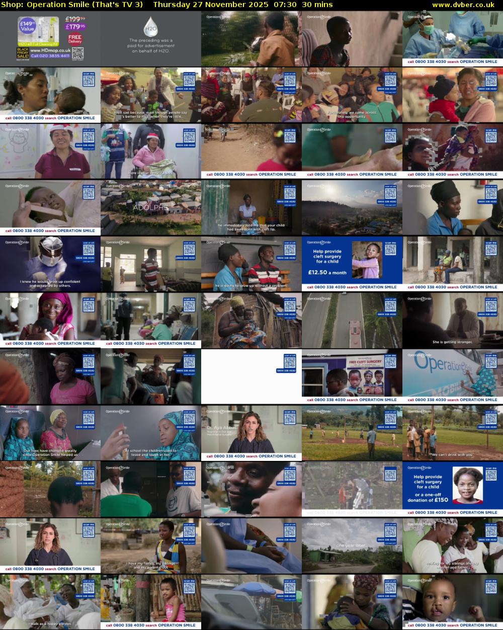 Shop: Operation Smile (That's TV 3) Thursday 27 November 2025 07:30 - 08:00
