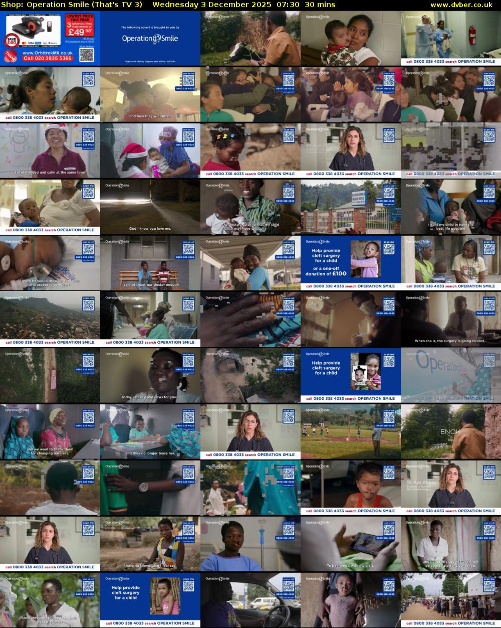 Shop: Operation Smile (That's TV 3) Wednesday 3 December 2025 07:30 - 08:00