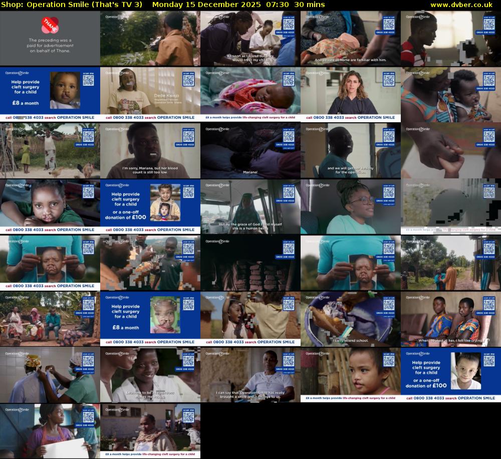Shop: Operation Smile (That's TV 3) Monday 15 December 2025 07:30 - 08:00