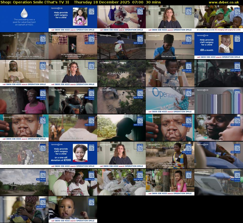 Shop: Operation Smile (That's TV 3) Thursday 18 December 2025 07:00 - 07:30