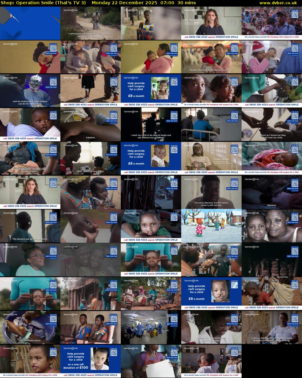 Shop: Operation Smile (That's TV 3) Monday 22 December 2025 07:00 - 07:30