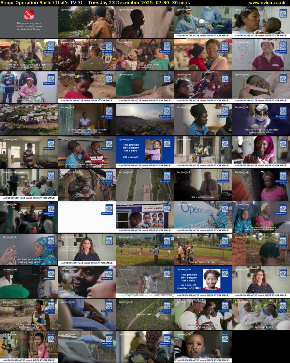 Shop: Operation Smile (That's TV 3) Tuesday 23 December 2025 07:30 - 08:00