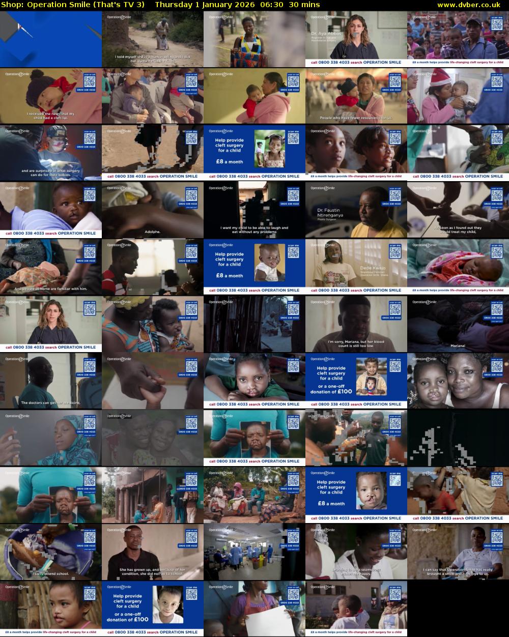 Shop: Operation Smile (That's TV 3) Thursday 1 January 2026 06:30 - 07:00