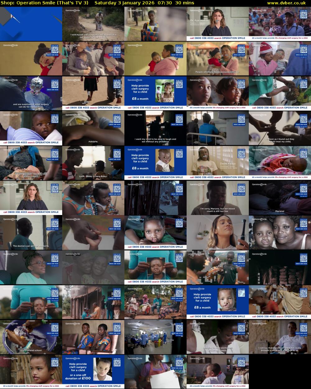 Shop: Operation Smile (That's TV 3) Saturday 3 January 2026 07:30 - 08:00