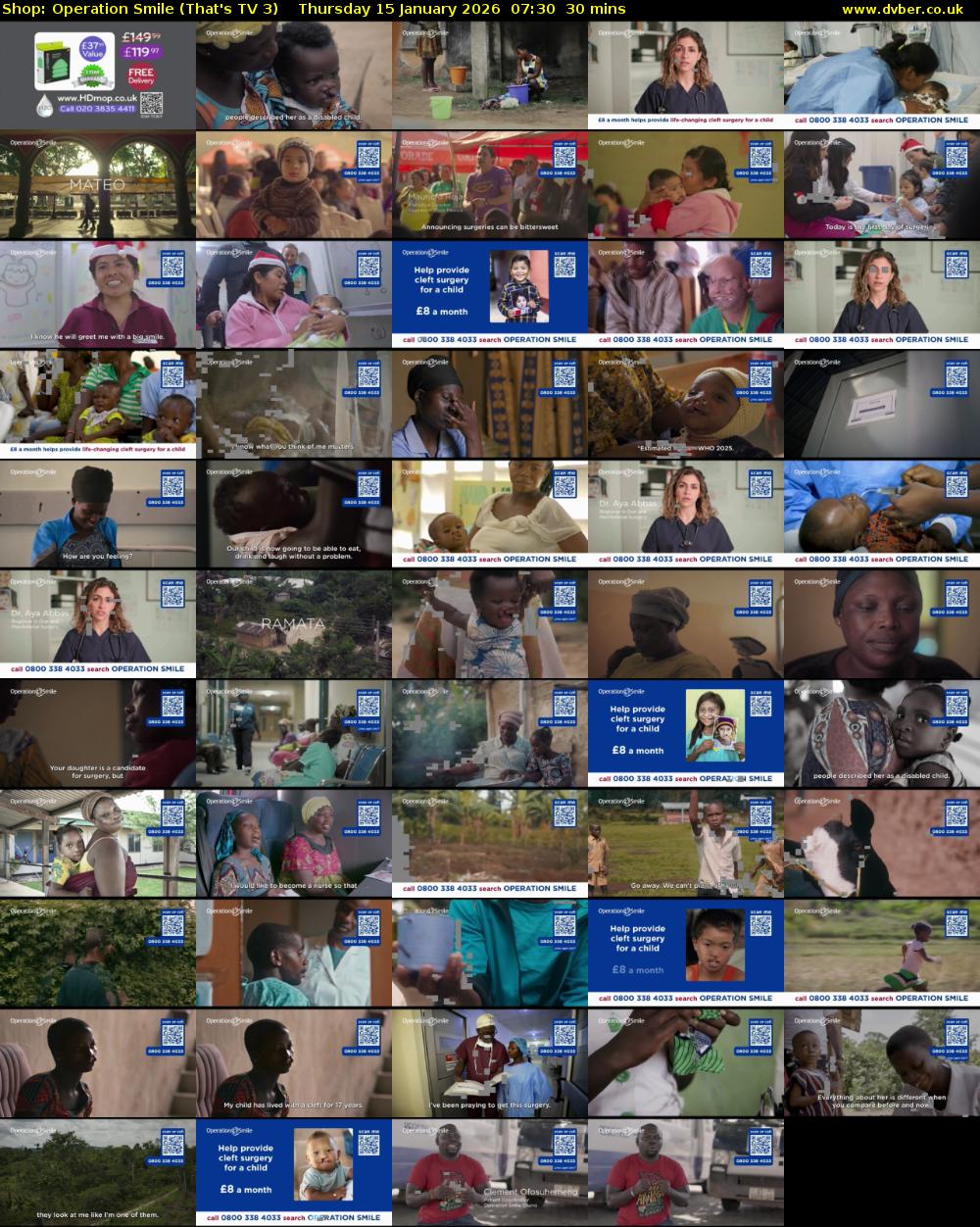 Shop: Operation Smile (That's TV 3) Thursday 15 January 2026 07:30 - 08:00
